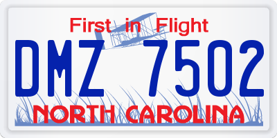 NC license plate DMZ7502