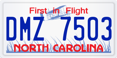 NC license plate DMZ7503