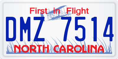 NC license plate DMZ7514