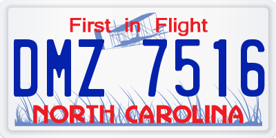 NC license plate DMZ7516