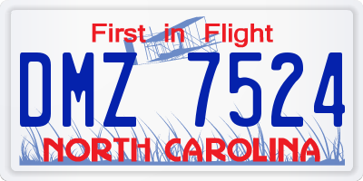 NC license plate DMZ7524