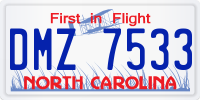 NC license plate DMZ7533