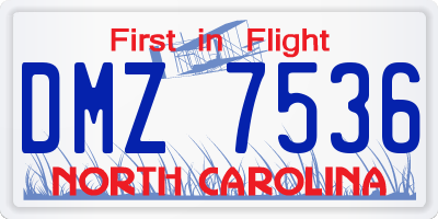 NC license plate DMZ7536