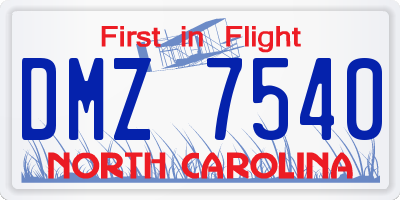 NC license plate DMZ7540