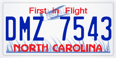 NC license plate DMZ7543