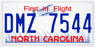 NC license plate DMZ7544