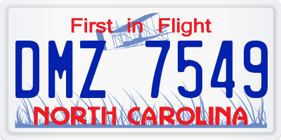 NC license plate DMZ7549
