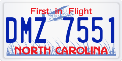 NC license plate DMZ7551