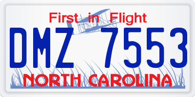 NC license plate DMZ7553