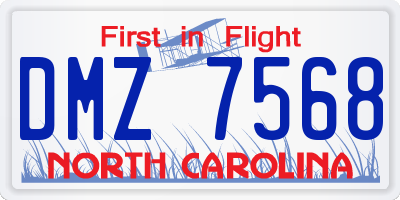 NC license plate DMZ7568