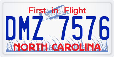 NC license plate DMZ7576