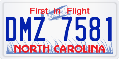 NC license plate DMZ7581