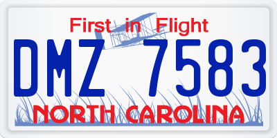 NC license plate DMZ7583