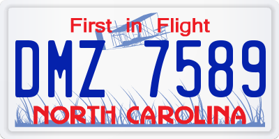 NC license plate DMZ7589