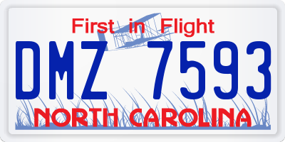 NC license plate DMZ7593