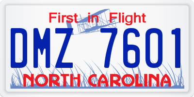 NC license plate DMZ7601