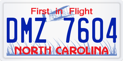 NC license plate DMZ7604