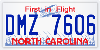 NC license plate DMZ7606