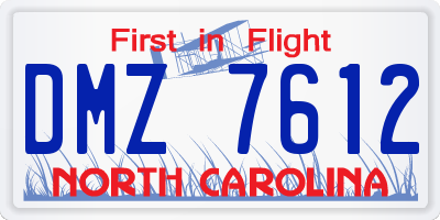 NC license plate DMZ7612