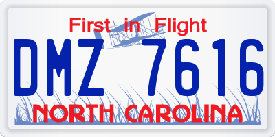 NC license plate DMZ7616
