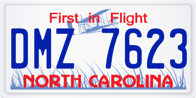 NC license plate DMZ7623