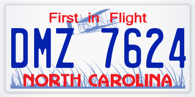 NC license plate DMZ7624