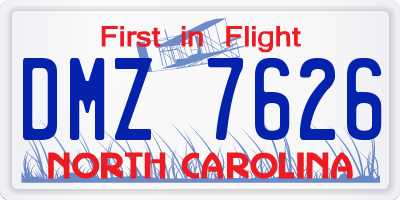NC license plate DMZ7626