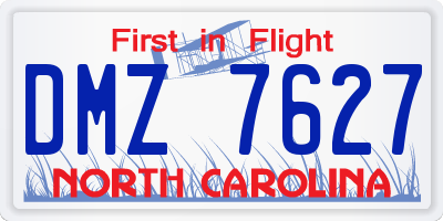 NC license plate DMZ7627