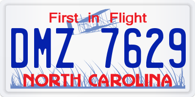 NC license plate DMZ7629