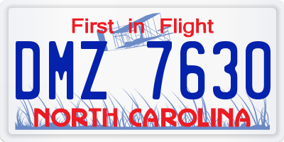 NC license plate DMZ7630