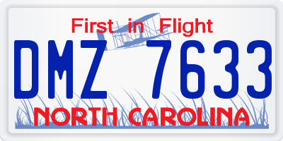 NC license plate DMZ7633