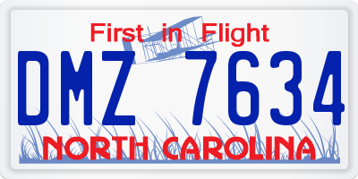 NC license plate DMZ7634