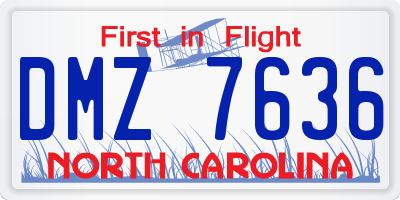 NC license plate DMZ7636