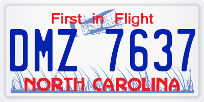 NC license plate DMZ7637