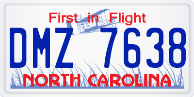 NC license plate DMZ7638