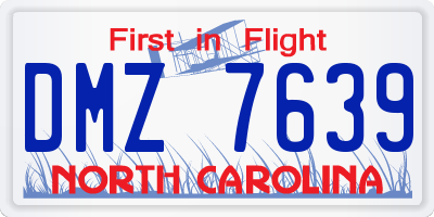 NC license plate DMZ7639
