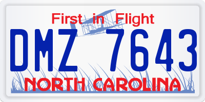 NC license plate DMZ7643