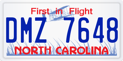 NC license plate DMZ7648