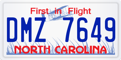 NC license plate DMZ7649