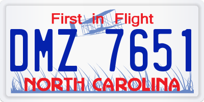 NC license plate DMZ7651