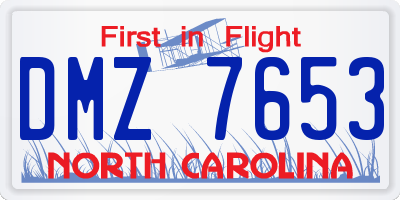 NC license plate DMZ7653