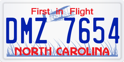 NC license plate DMZ7654