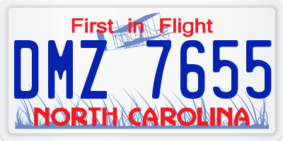 NC license plate DMZ7655