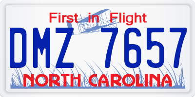 NC license plate DMZ7657