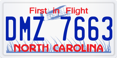 NC license plate DMZ7663