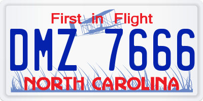 NC license plate DMZ7666