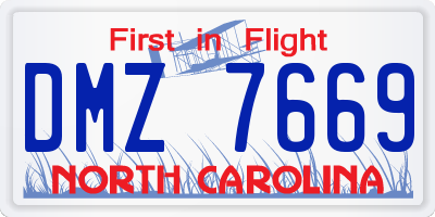 NC license plate DMZ7669