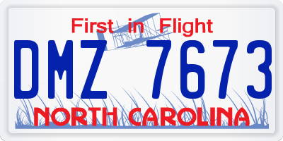 NC license plate DMZ7673