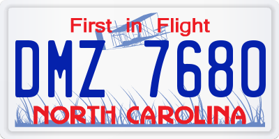 NC license plate DMZ7680