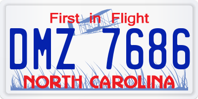 NC license plate DMZ7686